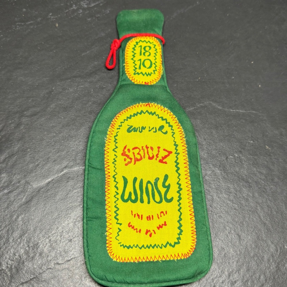 Vintage Hot Holder Deluxe Green Cotton Wine Bottle Potholder Heat Shield USA